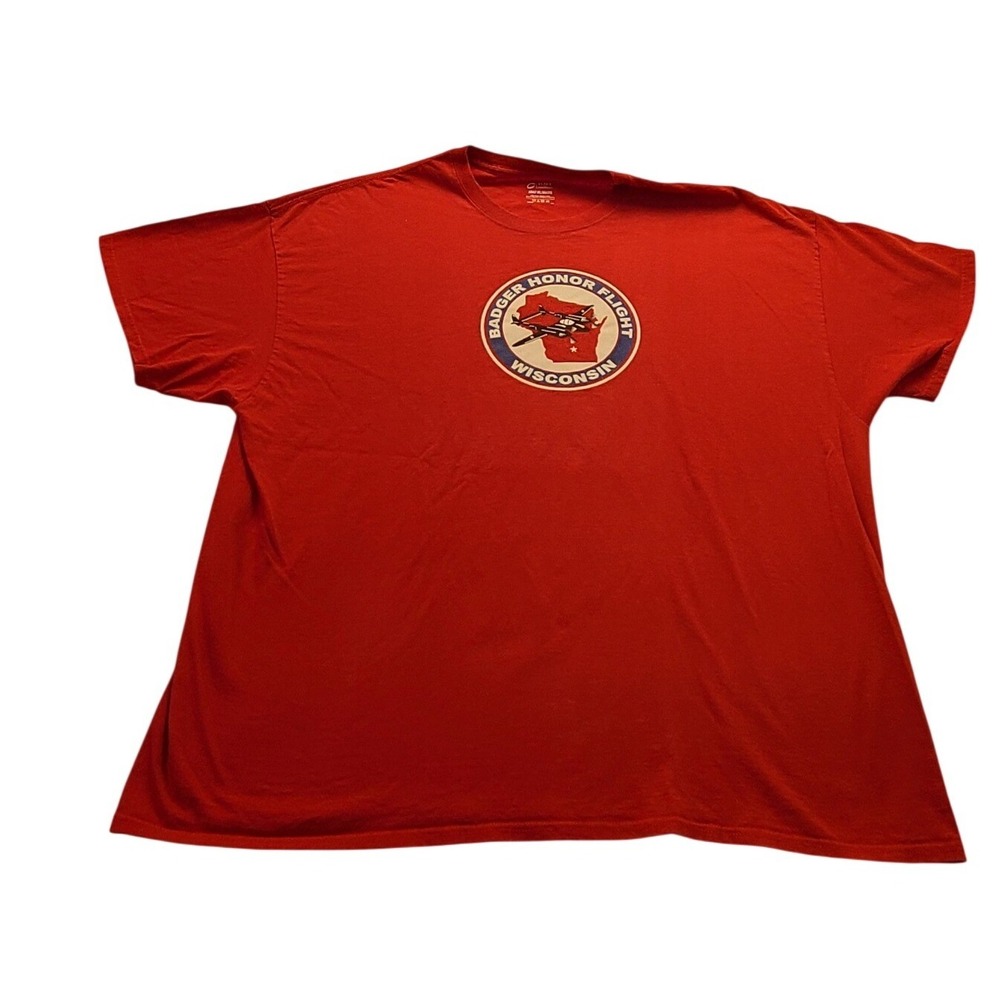 Port and Company Badger Honor Flight Wisconsin Red Graphic T-Shirt Men's 3XL